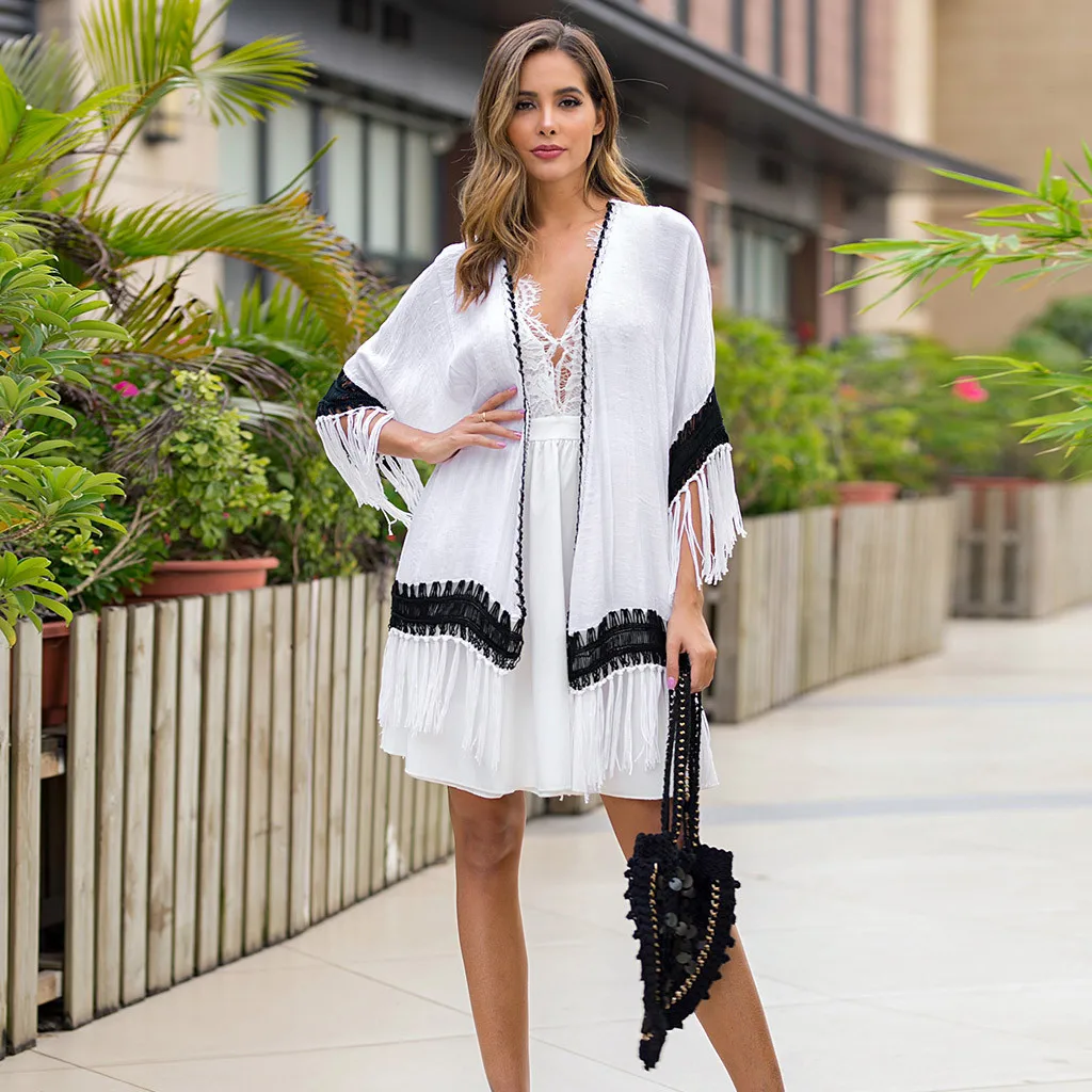 Bikini Cover Up Lace Hollow Crochet Swimsuit Beach Dress Women 2018 Summer Ladies Cover-Ups Bathing Suit Wear Tunic#g2 | Женская одежда