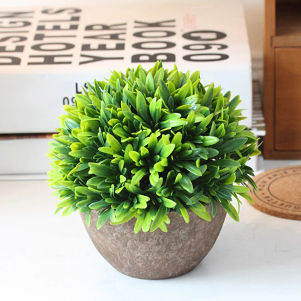 Украшение искусственный горшок горшечные растения Цветочная садовая ваза пластиковая подделка - Цвет: Зеленый