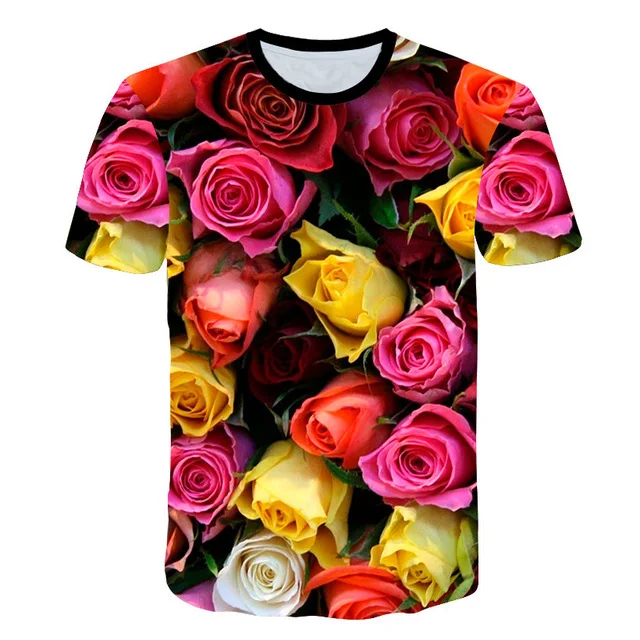 

New Autumn Beautiful Floral Print Casual T shirt Men/Women Summer T shirt Quick Dry 3d Print Tshirt Fashion Top