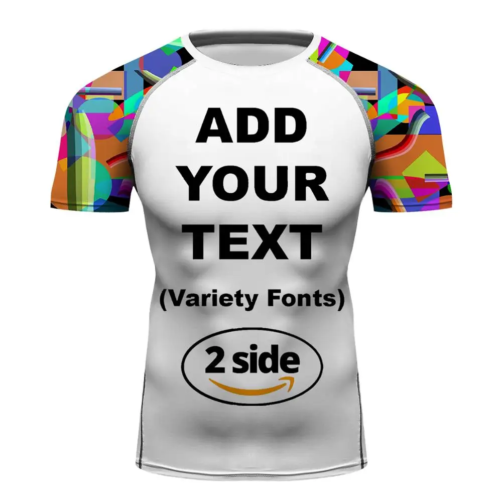 & Personalized Text Short Sleeve Athletic Tees Running Baselayer Training Rash Guard, MMA, BJJ, No-Gi, Cross