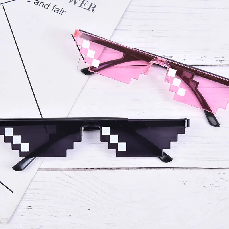 1pc Retro Mosaic glasses Thug Life Attitude Sunglasses 8 Bit Pixel Deal With IT Unisex Glass Eyewear New Party Bril