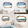 1Pc Removable 3D Effect Break Through Wall Sticker Sea Ocean Beach Design Decal Living Room Decor Наклейки ► Photo 2/6