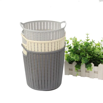 

Round Storage Basket with Handle Debris Clothes Bucket Toys Books Organizer Plastic Organizer