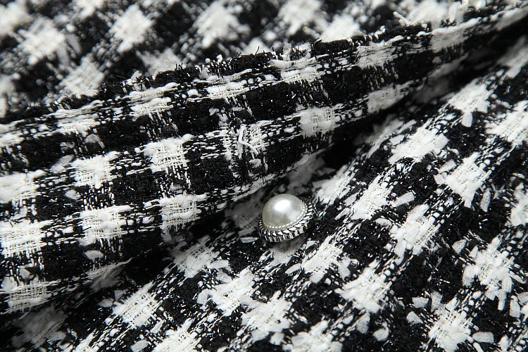 Женские сексуальные топы и блузки, металлический цвет, длинный рукав+ жемчуг, бисер, клетчатый твидовый жилет, платье, костюм, зимний комплект из двух предметов