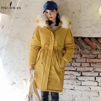 

PInkyIsBlack 2019 New Winter Women Jacket Coat Outerwear Large Fur Hooded Female Casual Jacket Long Parkas Winter Jacket Women