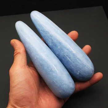 

Anju Crystal, Natural Kyanite, Raw Stone Ore, Long Bar Massage Stick, Handle