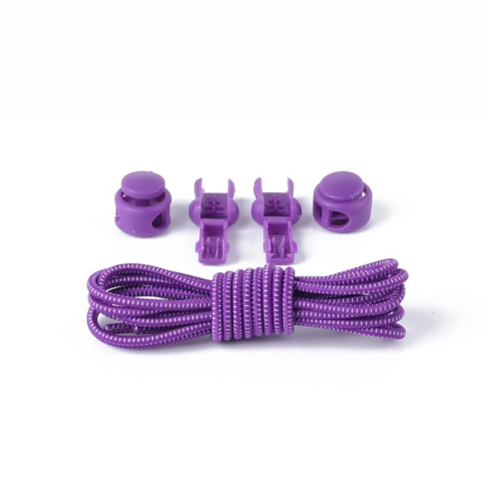 purple white Растягивающийся замок кружева 24 цвета пара фиксирующий башмак шнурки эластичные шнурки для кроссовок шнурки для бега/триатлона - Цвет: purple white