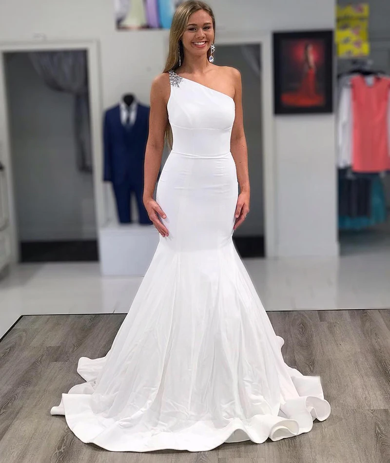 White-One-Shoulder-Mermaid-Wedding-Dresses-Backless-Sweep-Train-Crystal-Beads-Beach-Country-Bridal-Gowns-vestidos (1)