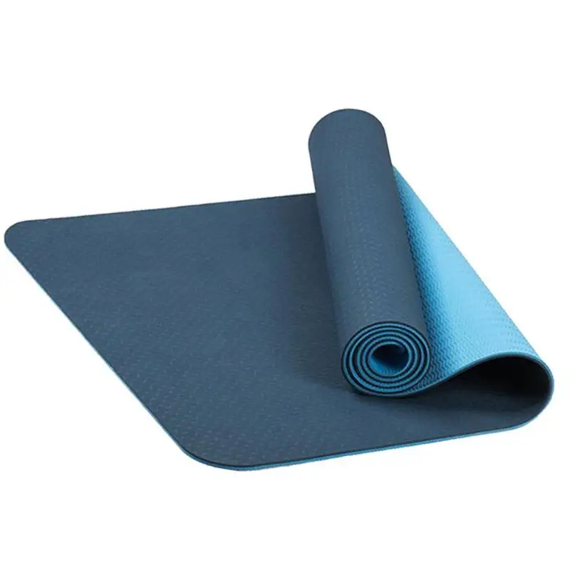Dark Blue TPE коврик для йоги Открытый 6 мм нескользящий толстый коврик фитнес, Пилатес коврик безвкусные спортивные фитнес-колодки для нового начинающего 1830*610 мм - Цвет: Dark Blue