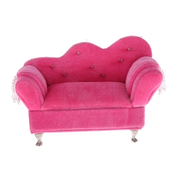 

1/12 Scale Dollhouse Living Room Miniature Sofa Couch Loveseat Chair, Mini Dolls House Furniture Model, Pink Jewelry Storage Box