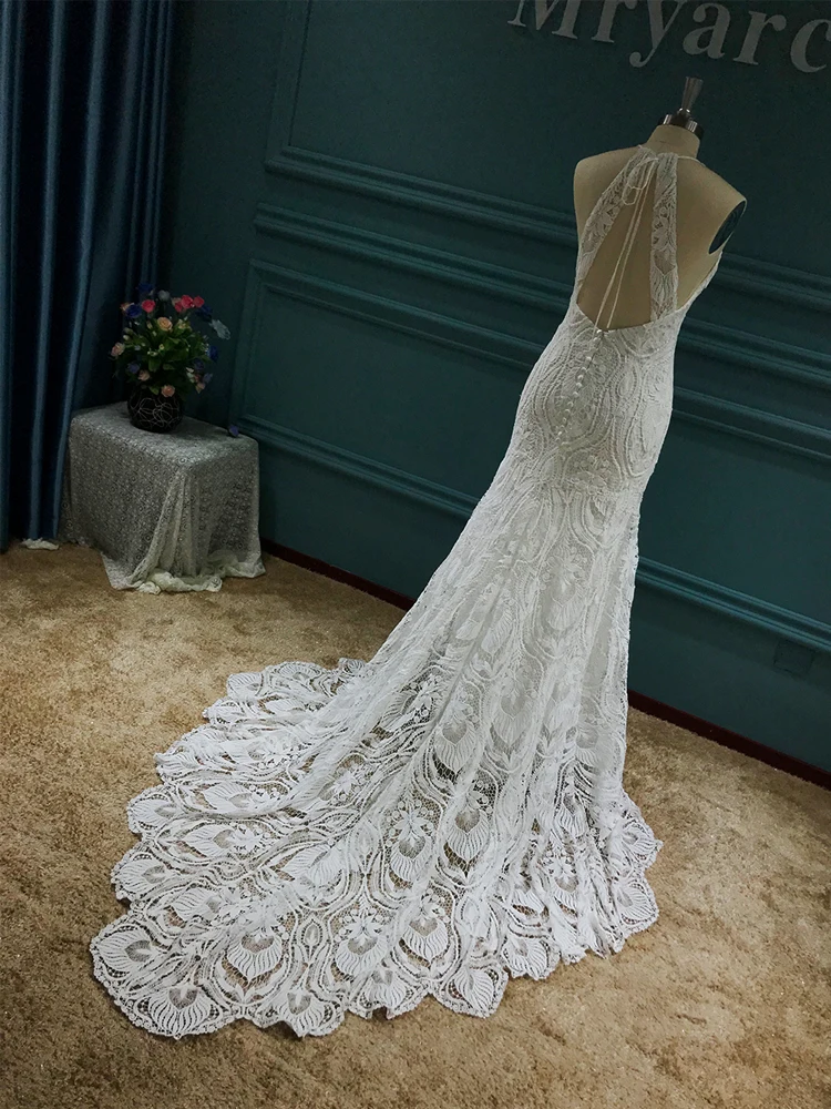 Mryarce 2020 Elegant Bohemian Wedding Dress Luxury Lace Open Back Boho Chic Bridal Gowns (1)
