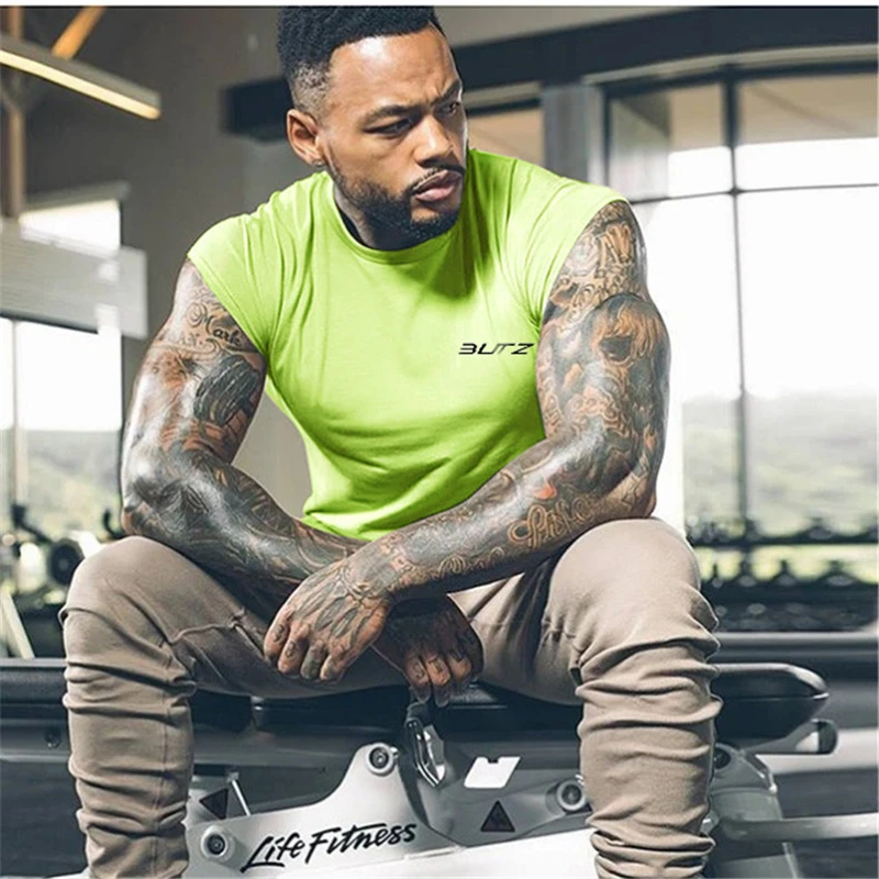 

New Brand clothing fitness short sleeves men fashion extend long summer gym jogging short sleeve t-shirt cotton bodybuilding