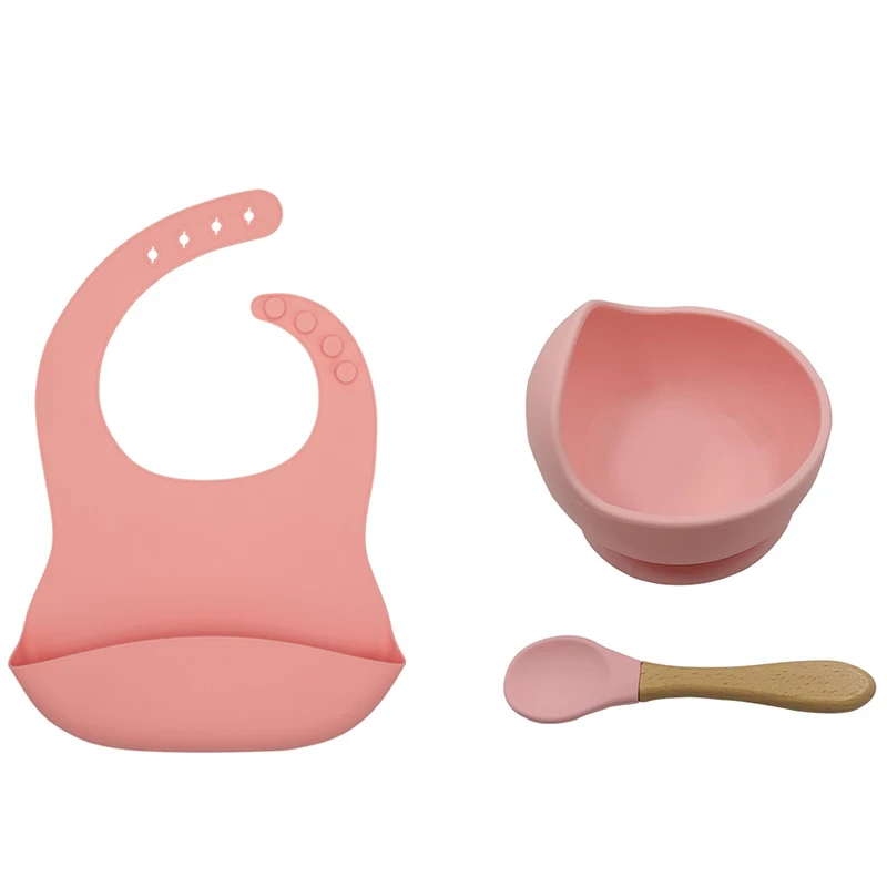 1set Silicone Baby Feeding Bowl Tableware Waterproof Spoon Non-Slip crockery BPA Free
