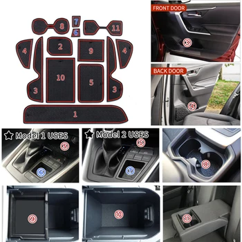 

Anti-Slip Rubber Cup Cushion Door Groove Mat Water Cup Mat For Phone For Toyota RAV4 RAV 4 XA50 2019 2020 Accessories