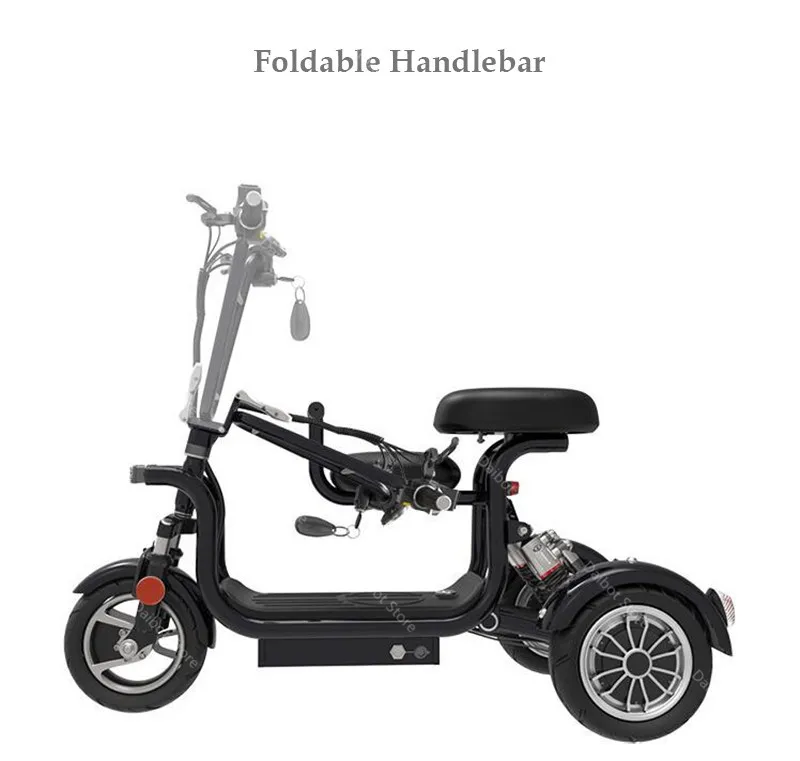New Electric Tricycle 3 Wheel Electric Bicycle 10 Inch 400W 48V 60KM Portable Parent Child Electric Scooter (5)