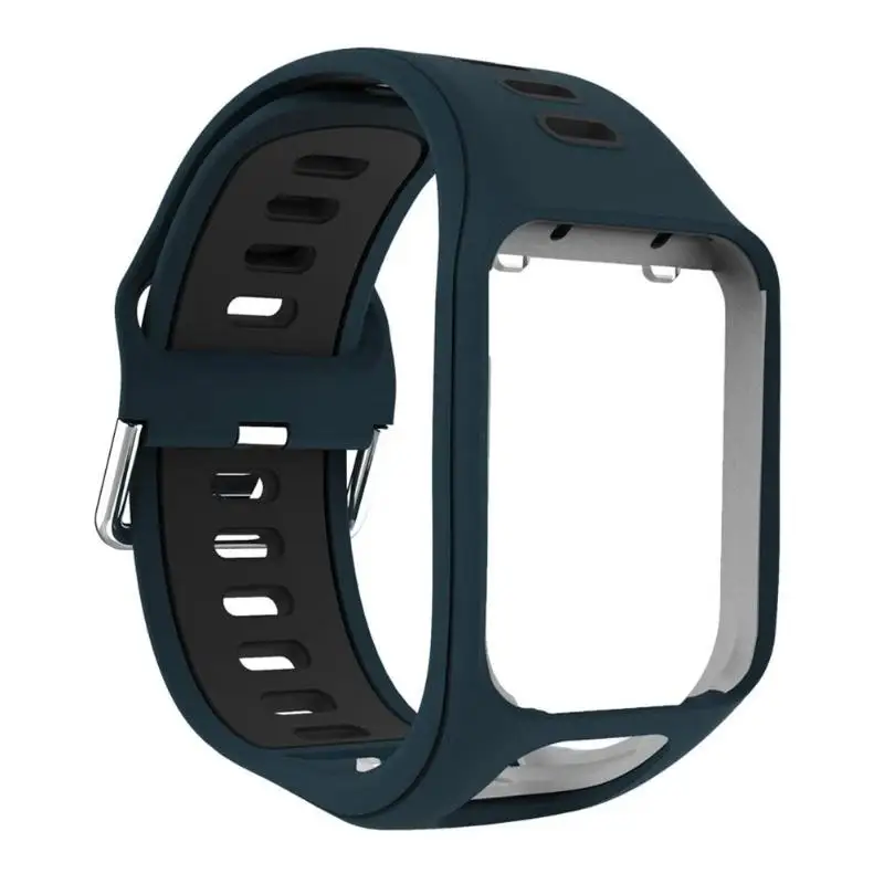 TPE быстроразъемный браслет с рамкой для сжатия прочный для TomTom Spark Runner 2 3/Golfer2 - Цвет: Rock Cyan and Black