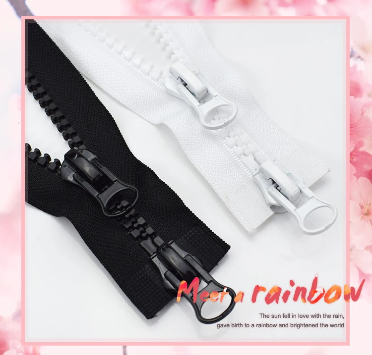 Meetee 2pcs 60-500cm 8# Double/Single Sliders Resin Zipper Open-End Auto Lock Zip DIY Down Jacket Tent Sewing Costume Accessory