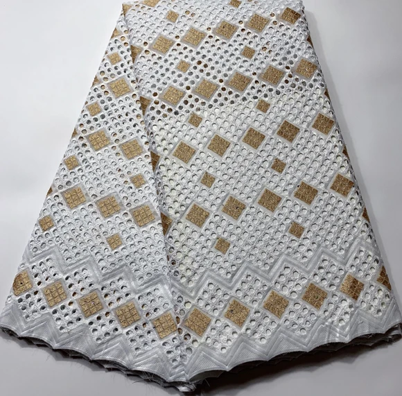 Хлопок африканская кружевная ткань высокое качество швейцарская вуаль кружевная ткань с вышивкой 5 ярдов для свадебного платья ESH066 желтый - Цвет: AS PIC6