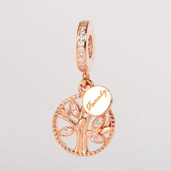 

Authentic 925 Sterling Silver Charm New Rose Gold Creative Life Tree Pendant Fit Pandora Women Bracelet & Necklace Diy Jewelry