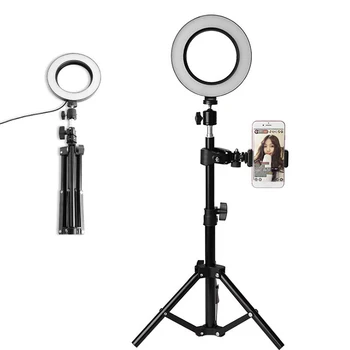 

6-Inch LED Tri-Color Ring Fill Light 50cm Tripod Kit Live Selfie Beauty Light Suitable for Camera Live Show Video Dimmable Ring