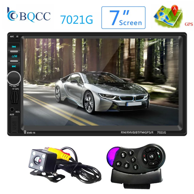 2 Din Автомобильный MP5 плеер 7021 ГГц 7 дюймовый сенсорный экран 1080P GPS навигация Bluetooth