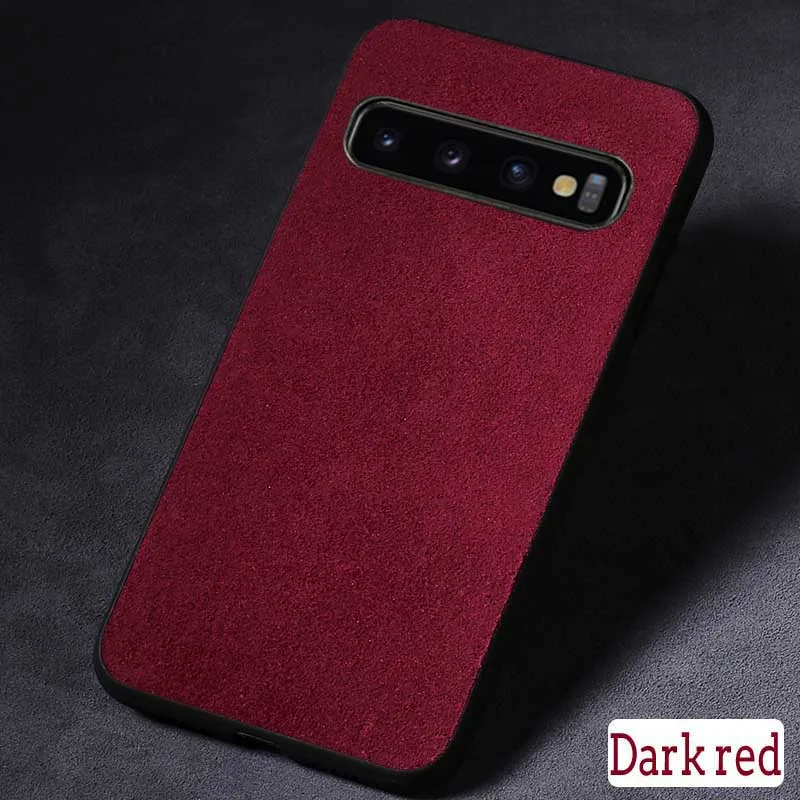 Чехол для телефона для samsung Galaxy S10 S8 S9 Note 8, 9, 10, плюс S7 край A7 A8 J5 J6 J7 A70 A50 A40 замшевая кожаная накладка на заднюю панель телефона - Цвет: Бордовый