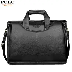 Викуньи Поло классический дизайн большой Размеры кожа Портфели s Для мужчин Повседневное деловая сумка портфель сумки Сумка для ноутбука