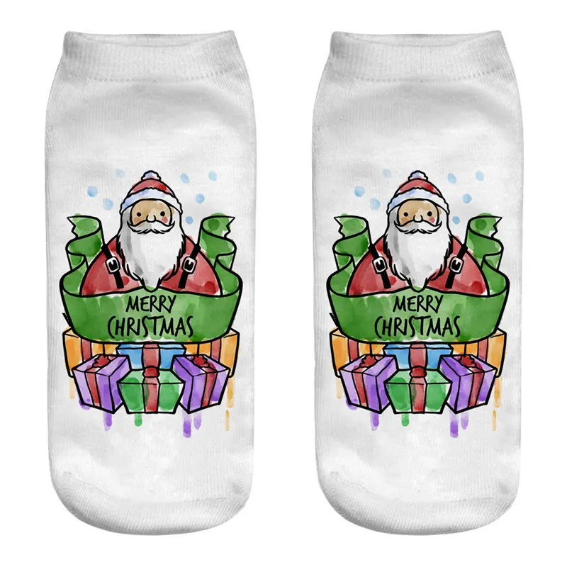 Новые рождественские носки с 3D принтом забавные Мужские Носки с рисунком лося снеговика Санты соккен с низким вырезом унисекс на лодыжке Xmas Sox Calcetines hombre - Цвет: 13