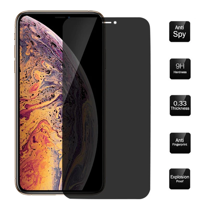 Private Screen Protector For iPhone 11 Pro XS MAX XR 5S SE Antispy Tempered Glass For iPhone 6 6s 7 8 Plus X Privacy Glass Film afbeelding