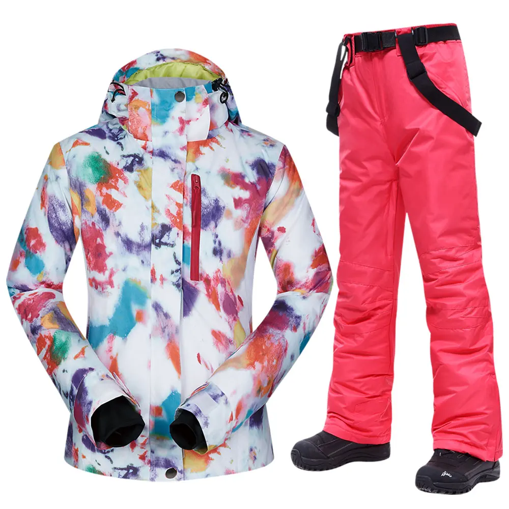 Traje de esquí de marcas para mujer, ropa deportiva impermeable a prueba de viento, y pantalones de esquí de invierno, conjunto de correa para nieve, trajes de Snowboard - AliExpress Deportes
