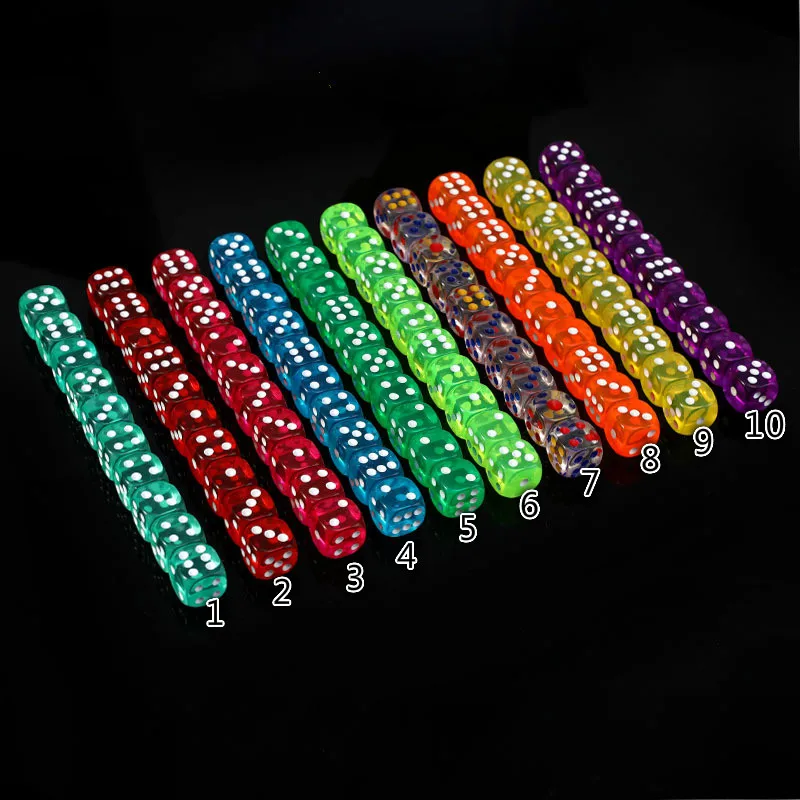 10 шт./компл. высококачественные прозрачные цветные игральные кости с кристаллами