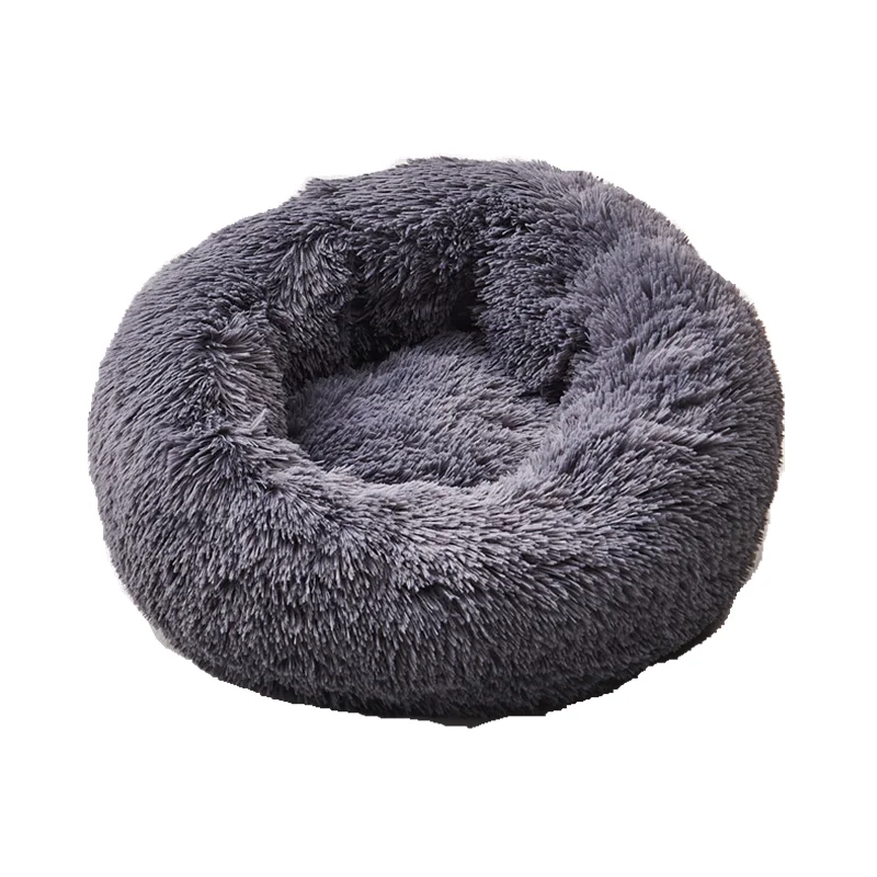 Dark gray Кровать для питомца собаки кошки Удобная пончик обнимашка круглая кошка питомник ультра мягкая моющаяся собака и кошка подушка кровать зимний теплый диван - Цвет: Dark gray