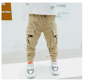 

2020 Spring New Fashion Kids Boys' Casual Pants Small Boys' Big Pocket Overalls Boys' Trousers
