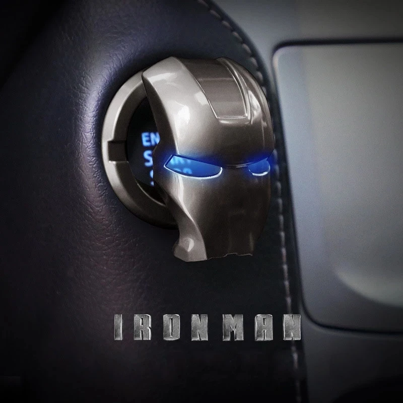 Iron Man Auto Innenraum Motor Zündung Start Stopp Druckschalter Knopfabdeckung 