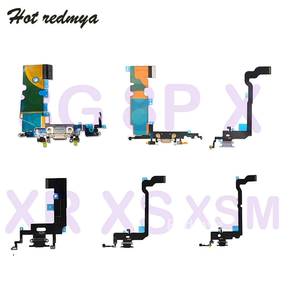 

10pcs Charging Flex For iPhone Xs Max X XR 8 Plus USB Charger Port Dock Connector With Microphone Flex Cable Replacement Parts