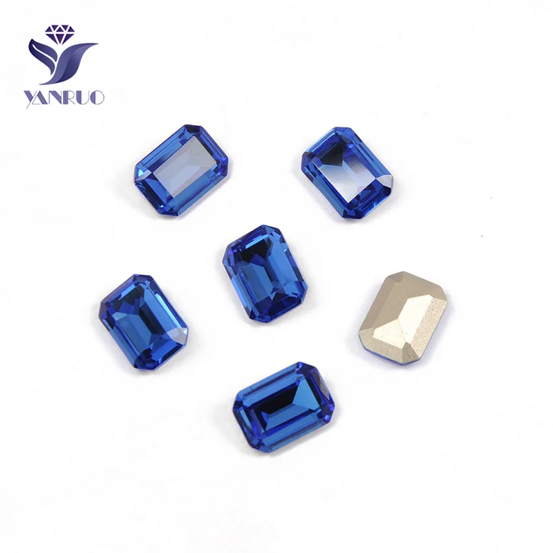 Sapphire Yanruo 4610 восьмиугольник Высокое качество Необычные алмазные стеклянные кристаллы стразы камни Швейные бусины Золотой коготь для одежды аксессуары - Цвет: Sapphire