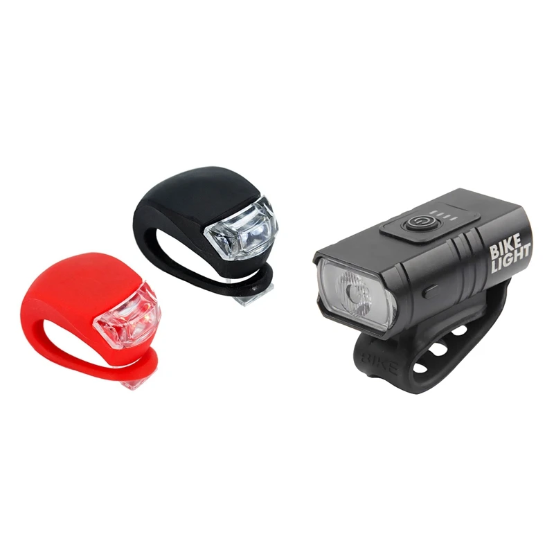 2 Pcs Silicone Bike LED Head Front and 