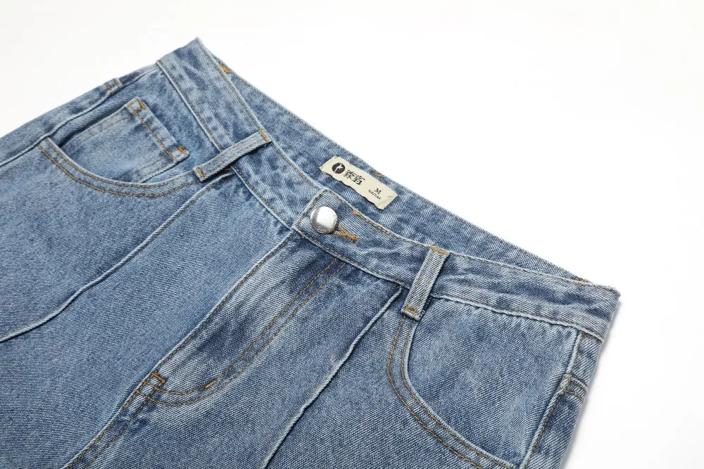 Samstree/синие однотонные повседневные Прямые джинсы на молнии для женщин; коллекция года; осенние джинсовые брюки для отдыха; уличная одежда; повседневные узкие женские брюки