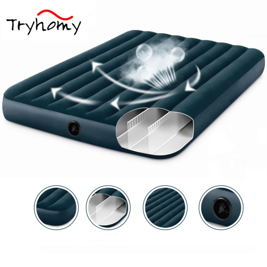 SingleDoubleCampingAirBedMatInflatableMattressSleepingCouple