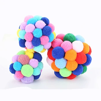 

Pet Cat Ball Toy Colorful Handmade Bells Bouncy Balls Built-In Catnip Interactive Toy Pet Supplies