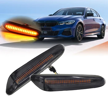 

2x Lens Dynamic Flowing LED Turn Signal Side Marker Light Blinker Lamp For BMW E90 E91 E92 E93 E60 E87 E82 E46 Error Free.