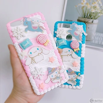 

For iPhone 11pro max DIY case iP 6/6s XS XR 3D Cinnamoroll phone cover XS MAX cute dog creamy handmade shell iPhone 7/8 plus