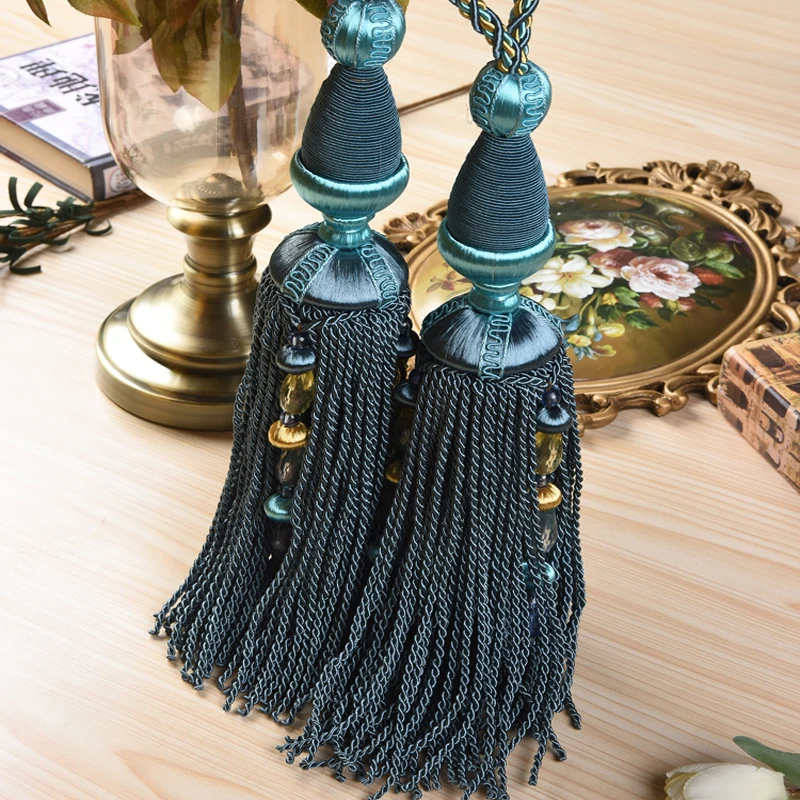 

1 Pair Curtain tied ropes ball tassel hanging ball Tulle bundled decoration Window drape holder buckles Home Accessories cp70#3