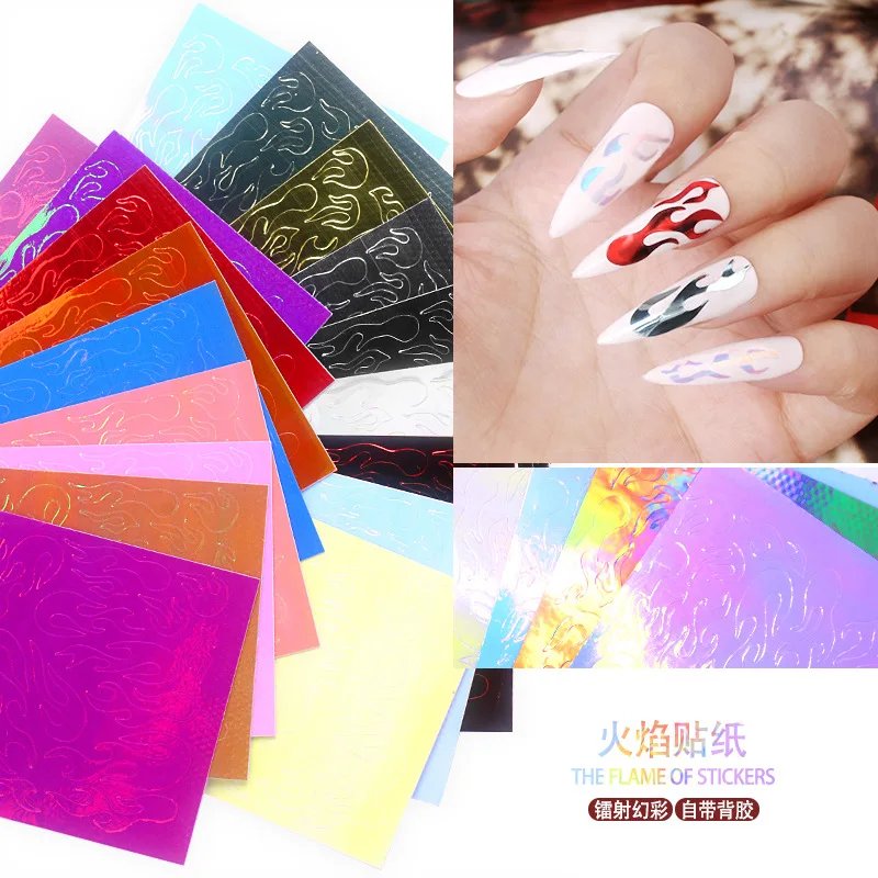 

New Style Manicure Adhesive Paper Laser Flame Nail Sticker Adhesive Paper Symphony Candy-Colored Nail Ornament