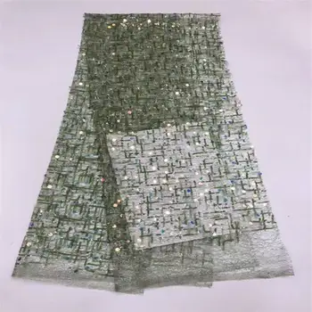 

Beautifical nigerian lace fabrics sequins Net cloth bottom fabric 5yards african lace fabrics for cloth ML5N579