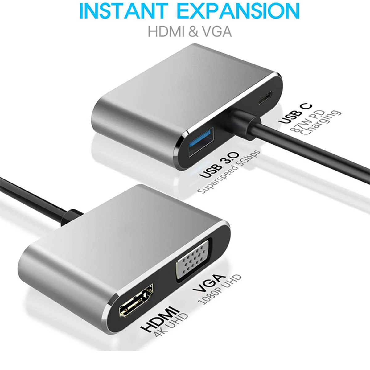 Usb-хаб 4в1 usb-хаб s USB C type-C к HDMI 4K VGA USB3.0 аудио-видео адаптер Поддержка PD зарядки