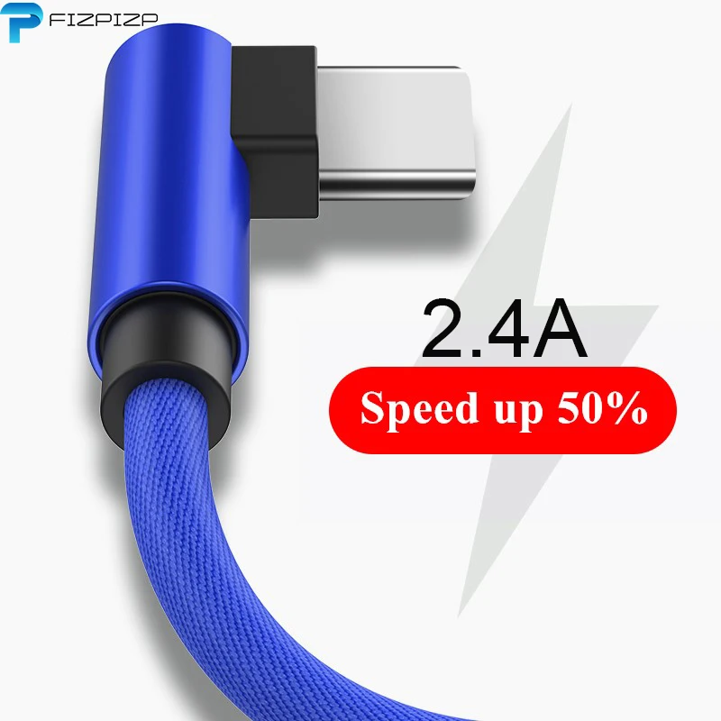 90 градусов L Type c 3 1 кабель для передачи данных зарядное устройство Usb Samsung Xiaomi Huawei