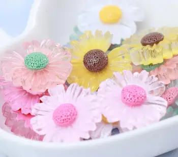 

Resin Flatback Flowers Clown Chrysanthemum For Hair Bows Cabochon Kawaii Hairpin Decoration Crafts DIY Accessories Scrapbooking