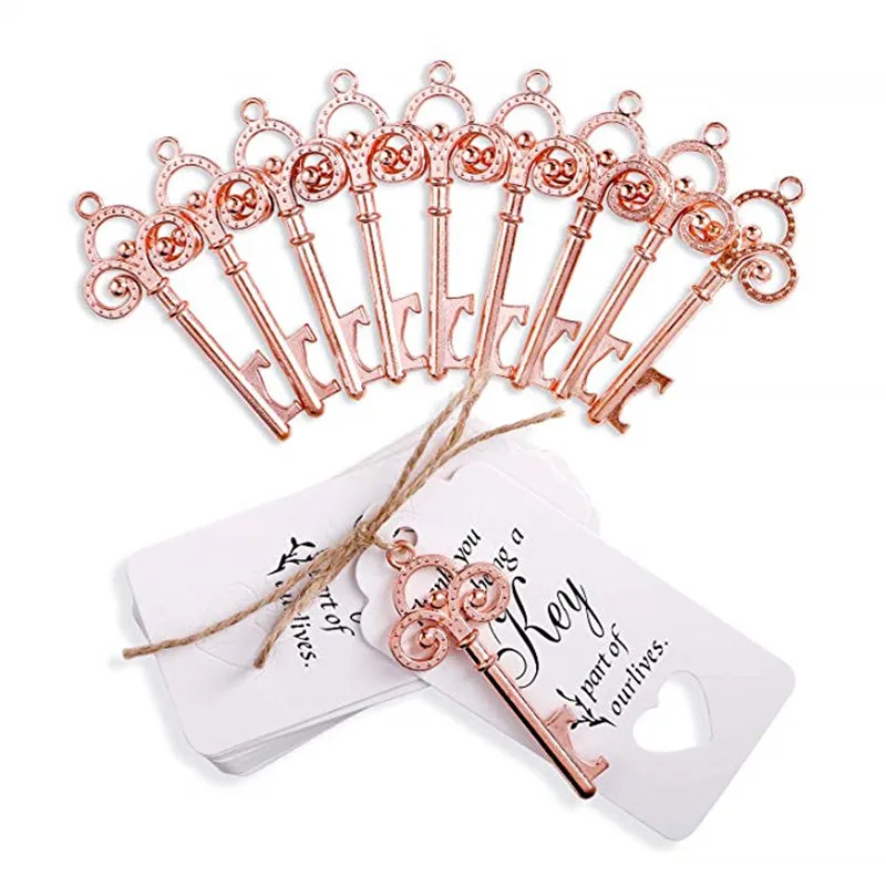 

20 pcs Wedding Favors Key Bottle Opener with Tag Card Vintage Style Party DIY Decorations Key Opener for Wedding Supplies