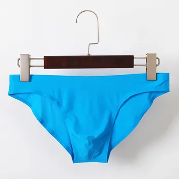 

Men's Spring Summer Pure Color One Piece Ice Silk Seamles Underwear Leisure Men's Sexy Breathable Underpants Underwear cuecas